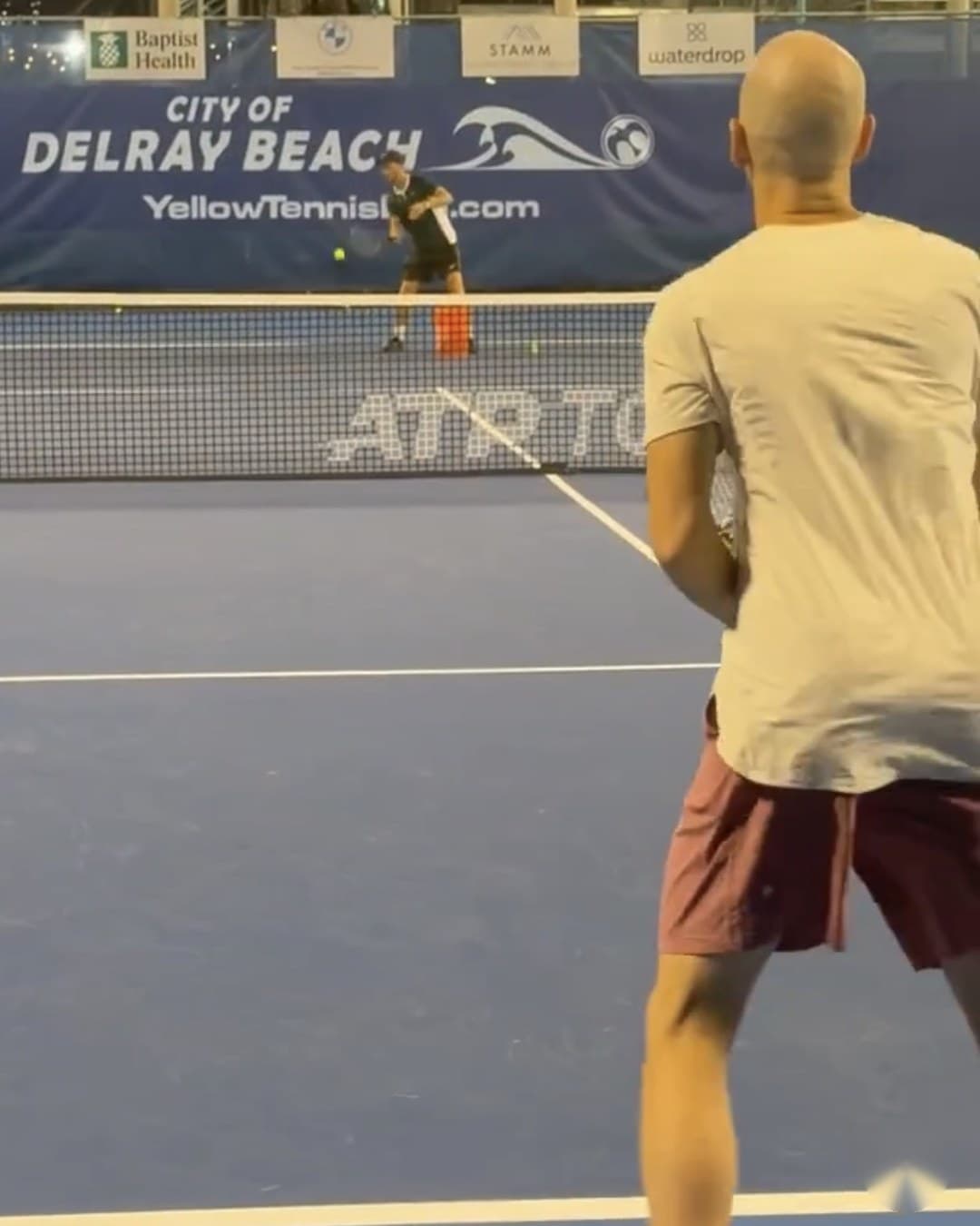 Practice with Adrian MANNARINO, ATP 250 Delray Beach