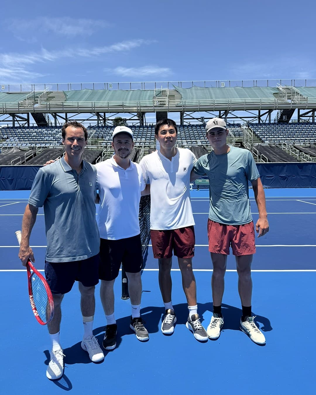 Practice with WILLWERTH and NAKASHIMA (career high #16), & ATP Coach Arthur SURREAUX